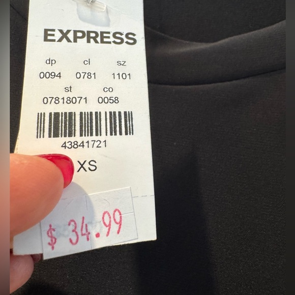 Express Crewneck Ruffle Babydoll Mini Dress NWT Size XS - Black - Picture 10 of 12